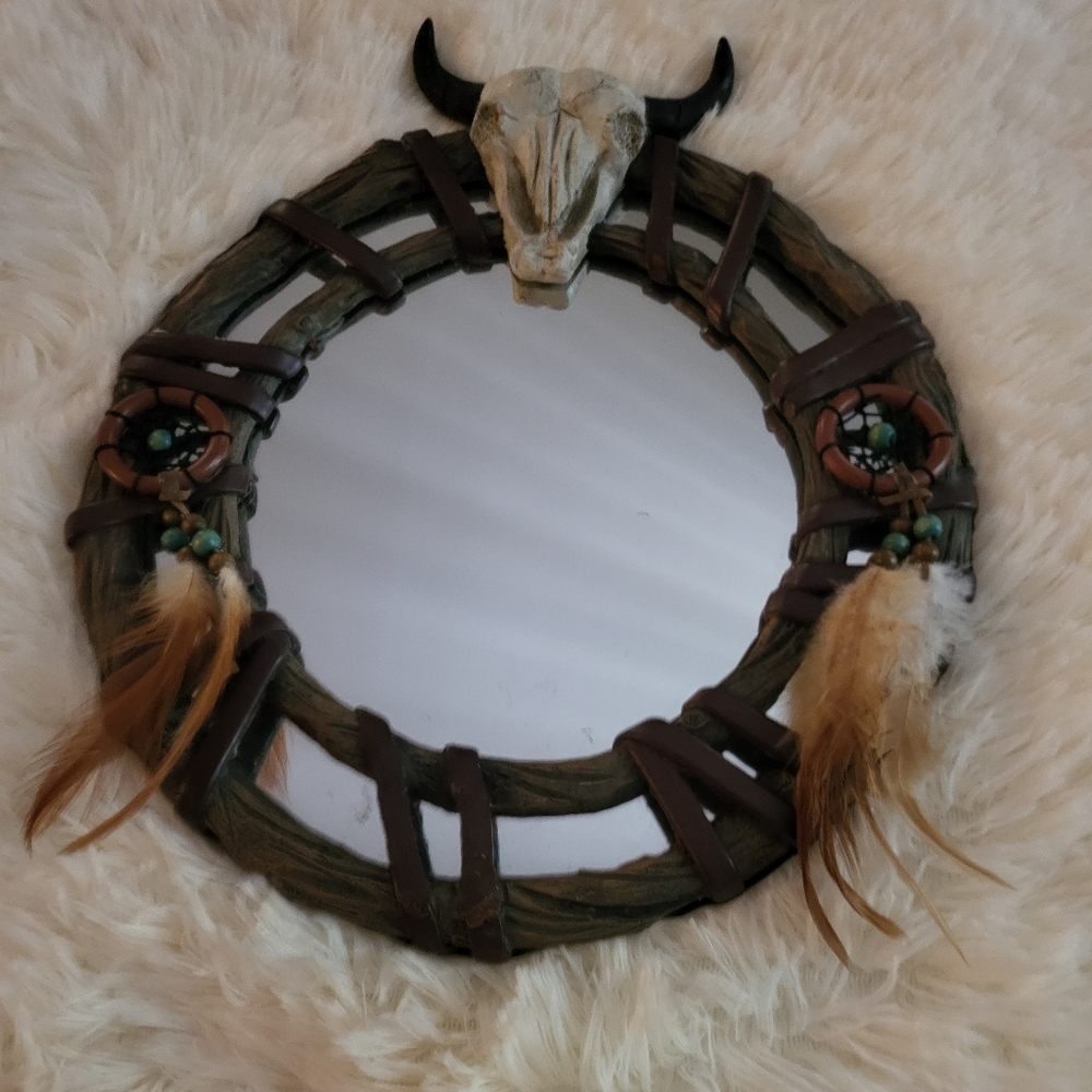Native american indian bull mirror
